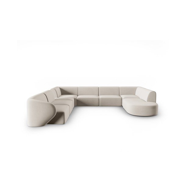 Béžová sametová rohová pohovka (levý roh/do "U") Paolo – Milo Casa