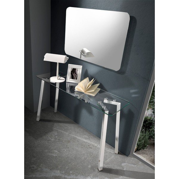 Konzolový stolek se skleněnou deskou ve stříbrné barvě 40x125 cm Kirk – Tomasucci-image-4