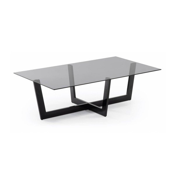 Černý konferenční stolek se skleněnou deskou 70x120 cm Plam – Kave Home-image-2