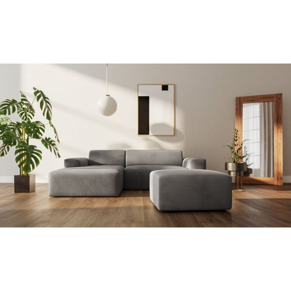 Šedý manšestrový taburet Fluvio – MESONICA-image-1