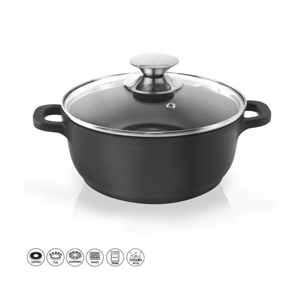 Hrnec s nepřilnavým povrchem Pfluon Granit se skleněnou poklicí Orion Grande, ⌀ 24 cm-image-3