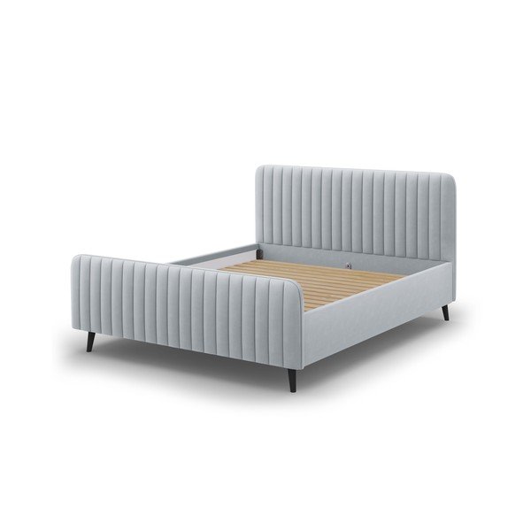 Světle šedá čalouněná dvoulůžková postel s roštem 140x200 cm Lily - Micadoni Home