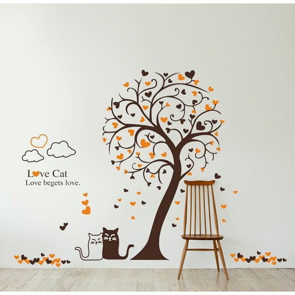 Samolepka na stěnu Kočka a strom, 60x90 cm