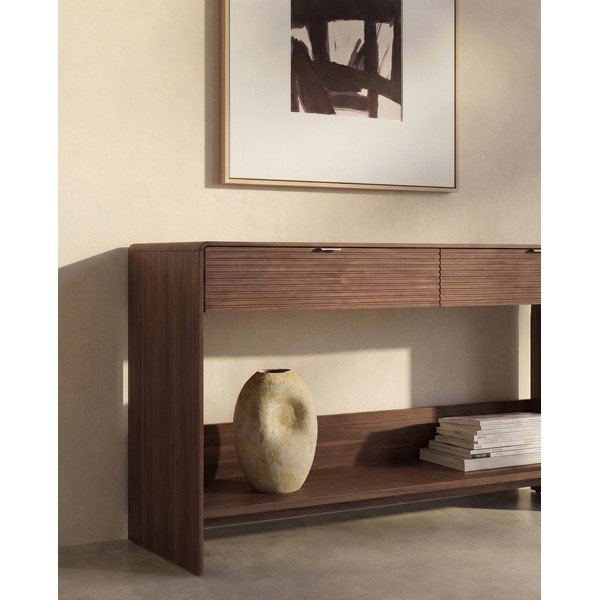 Komoda v dekoru ořechu v tmavě přírodní barvě 120x81x35 cm Norlen – Kave Home-image-1