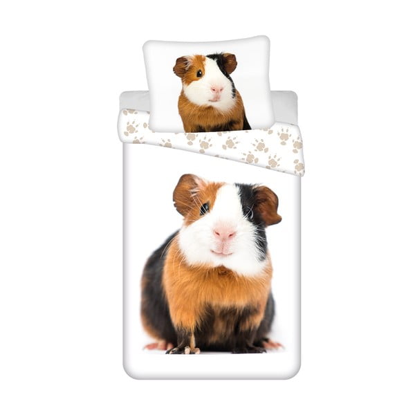 Bílé bavlněné dětské povlečení na jednolůžko 140x200 cm Guinea Pig – Jerry Fabrics
