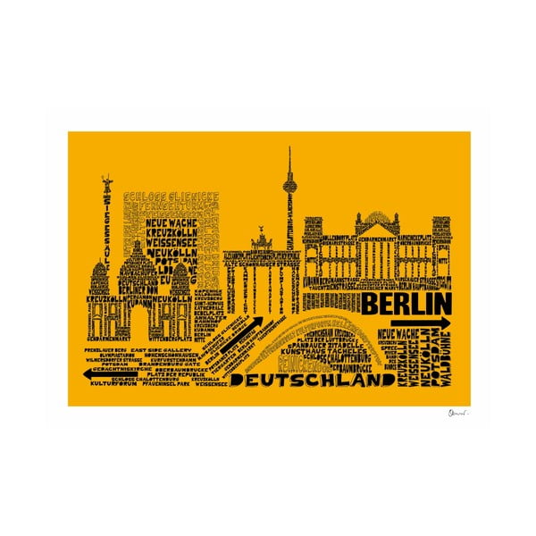 Plakát Berlin Yellow&Black, 50x70 cm