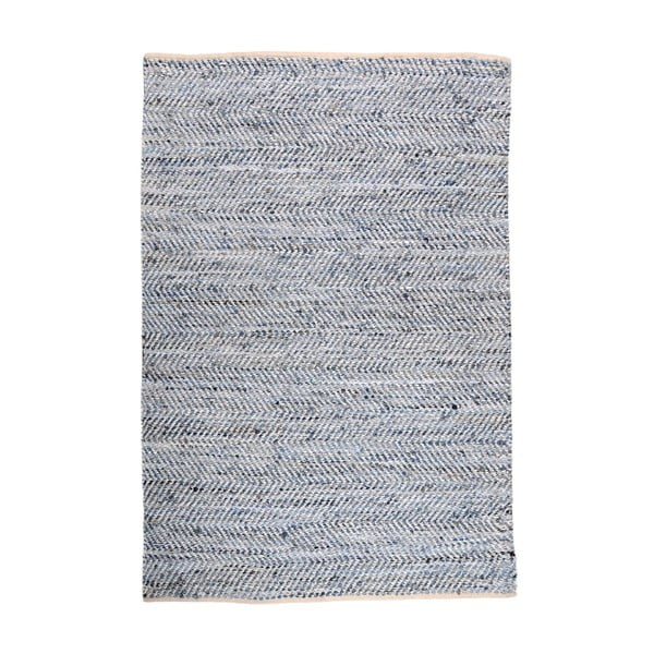 Denimový koberec propletený kůží Atlas Blue/Ivory, 160x230 cm