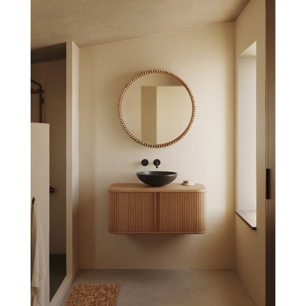 Závěsná skříňka pod umyvadlo v dekoru jasanu v přírodní barvě 90x40 cm Mailen – Kave Home-image-3