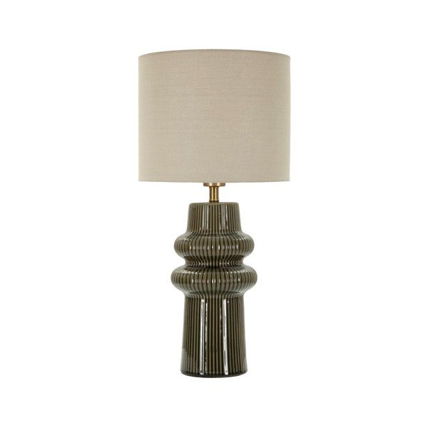 Khaki/krémová keramická stolní lampa s textilním stínidlem (výška 64,5 cm) Harmony – Mauro Ferretti