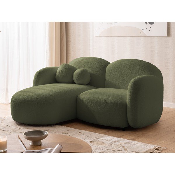 Zelená rohová pohovka z textilie bouclé (levý roh/s lenoškou) Orbit – Ropez-image-4