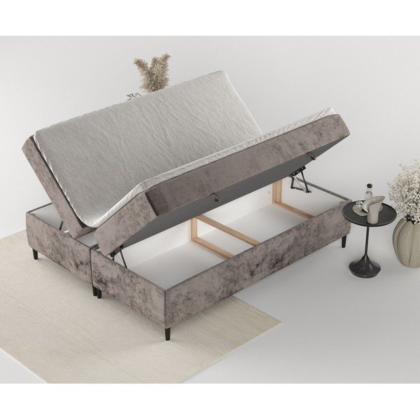 Hnědá boxspring postel s úložným prostorem 180x200 cm Araya – Maison de Rêve-image-4