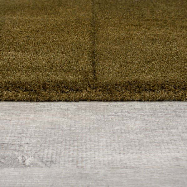 Khaki ručně tkaný vlněný koberec 200x290 cm Checkerboard – Flair Rugs-image-4