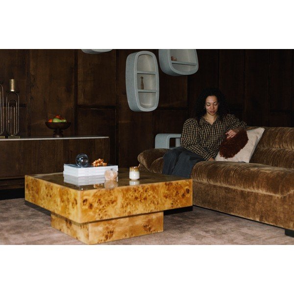 Konferenční stolek v dekoru ořechu v přírodní barvě 90x90 cm Quinn – Dutchbone-image-3