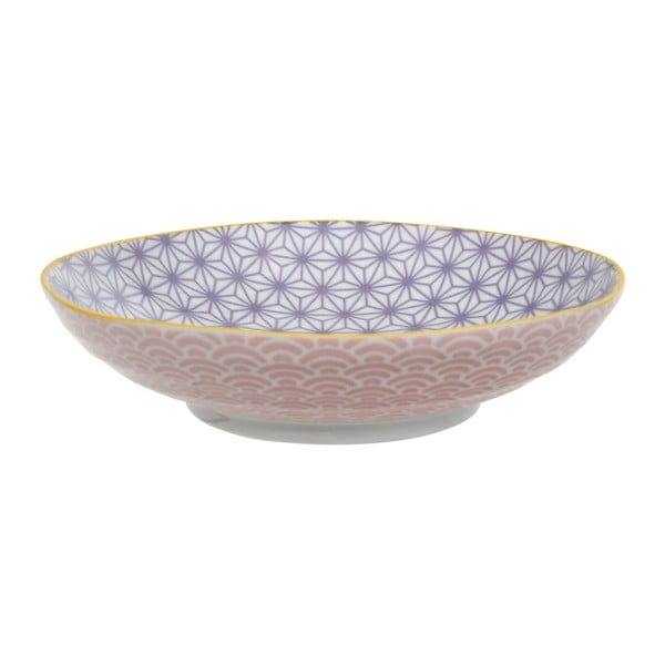 Růžovo-fialový porcelánový talíř na těstoviny Tokyo Design Studio Star/Wave