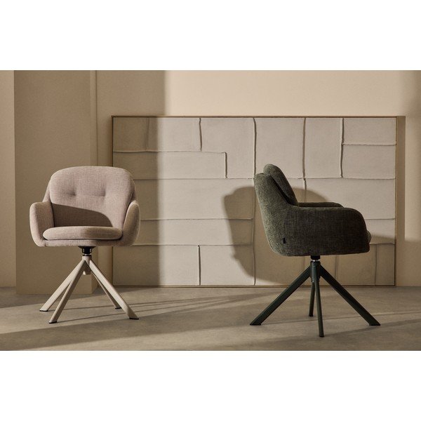 Béžové čalouněné jídelní křeslo s područkami Lexa – Kave Home-image-2