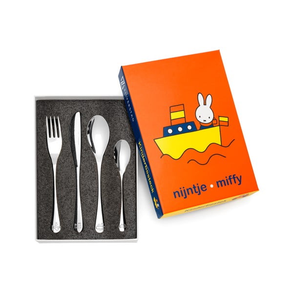 Nerezový dětský příbor ve stříbrné barvě 4 ks Miffy – Zilverstad