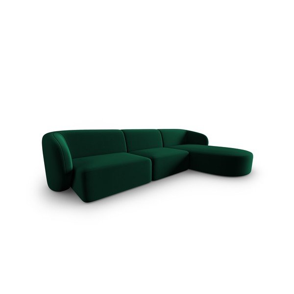 Zelená sametová rohová pohovka (pravý roh/s lenoškou) Paolo – Milo Casa-image-1
