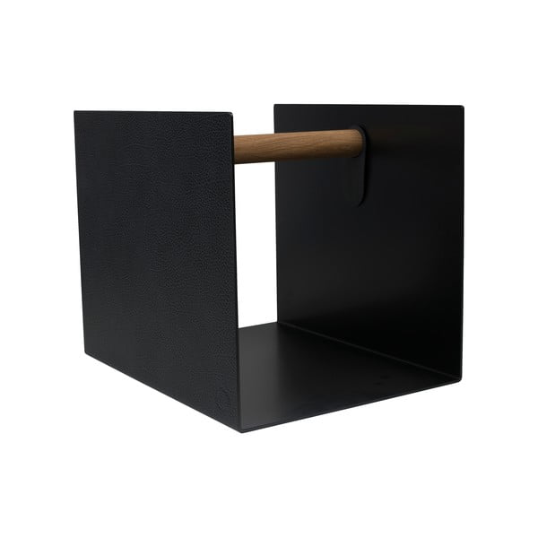 Černý/antracitový dekorativní kovový/z eko kůže úložný box 32x38x31 cm Hippo – LIND DNA