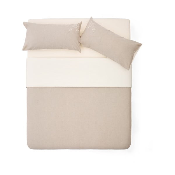 Béžové prodloužené povlečení na dvoulůžko z bavlněného perkálu 240x220 cm Sotela – Kave Home-image-2