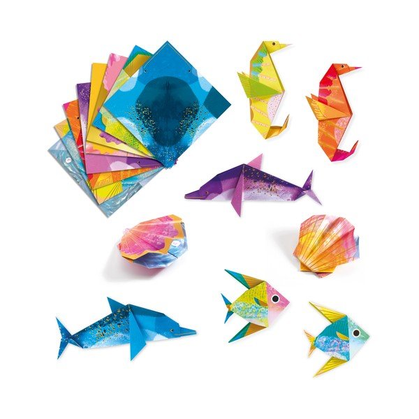 Sada 24 origami papírů s návodem Djeco Neon Glam Sea-image-2