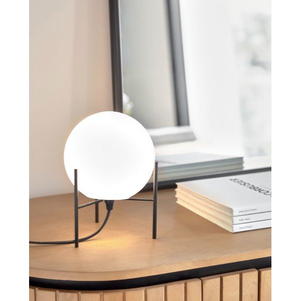 Bílo-černá stolní lampa se skleněným stínidlem (výška 22 cm) Seina – Kave Home-image-2