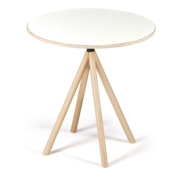 Bílý stůl s dřevěnými nohami IKER Mannequin Round