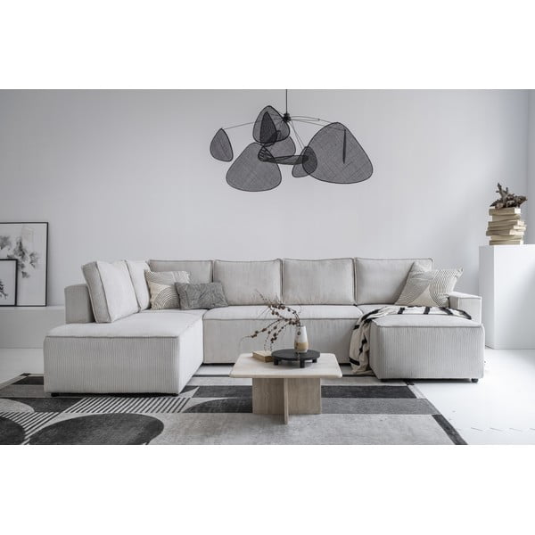 Bílá manšestrová rozkládací rohová pohovka (levý roh/do "U") Brave Dave – Miuform-image-1