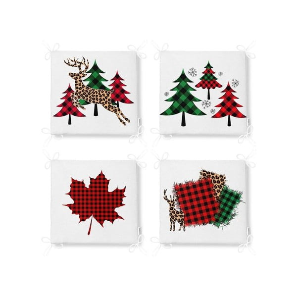 Podsedáky v sadě 4 ks s vánočním motivem 40x40 cm Tartan – Mila Home