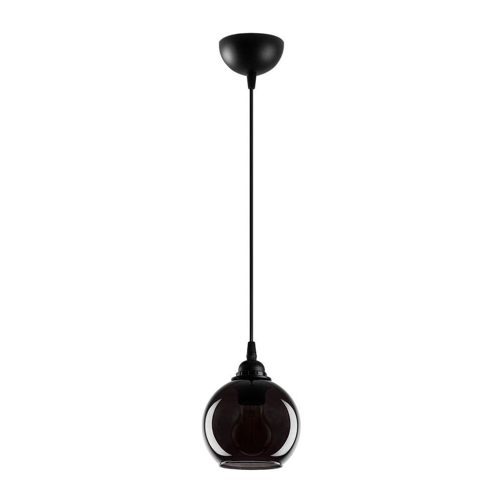 Černé závěsné svítidlo se skleněným stínidlem ø 15 cm Smoked – Opviq lights