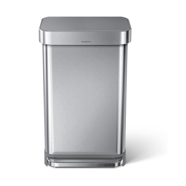 Nášlapný ocelový odpadkový koš ve stříbrné barvě 45 l – simplehuman-image-2