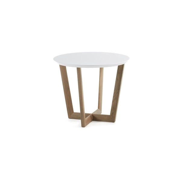 Odkládací stolek z dubového dřeva s bílou deskou Kave Home Rondo, ⌀ 60 cm