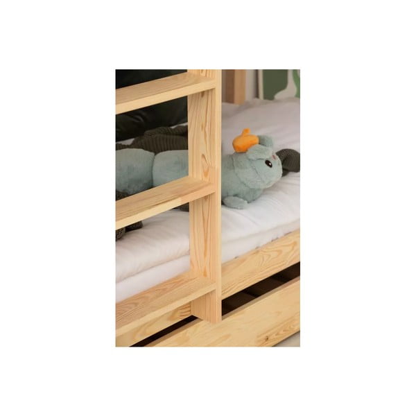 Patrová dětská postel s výsuvným lůžkem s úložným prostorem s roštem v přírodní barvě 80x160 cm CLPBN – Adeko-image-2