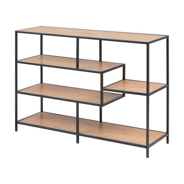 Černá/přírodní knihovna v dekoru dubu 114x78 cm Seaford – Actona-image-2