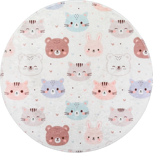 Slonovinový pratelný dětský koberec ø120 cm Cute Animals – Vitaus