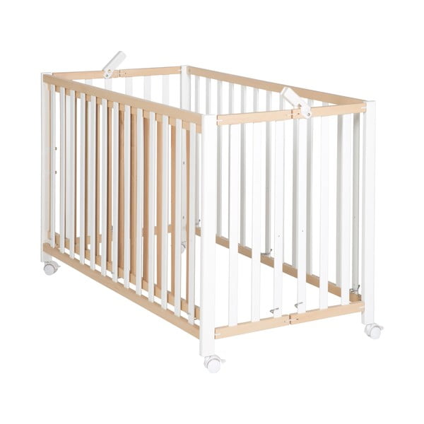 Skládací postýlka na kolečkách v bílo-přírodní barvě 60x120 cm Fold up – Roba