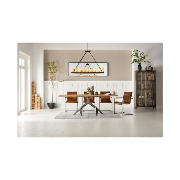 Hnědá kožená židle s područkami Kare Design Cantilever-image-4