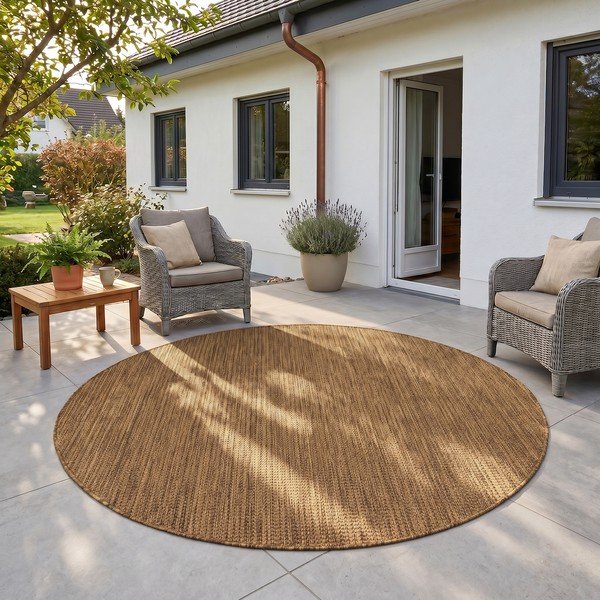 Hnědý kulatý vnitřní a venkovní koberec ø 120 cm Mira 1450 – Ayyildiz Carpets-image-1