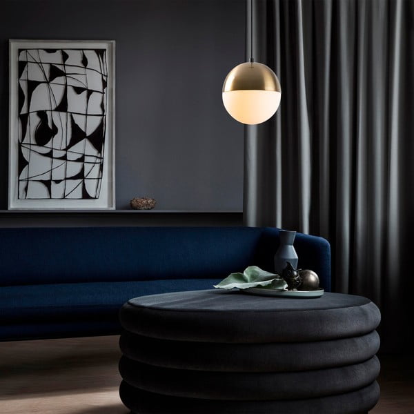 Závěsné svítidlo v bílo-zlaté barvě se skleněným stínidlem ø 20 cm Bastos – Opviq lights-image-1