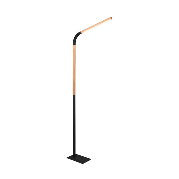 LED stojací lampa v černé a přírodní barvě s dřevěným stínidlem (výška 169,5 cm) Norris – Trio-image-3
