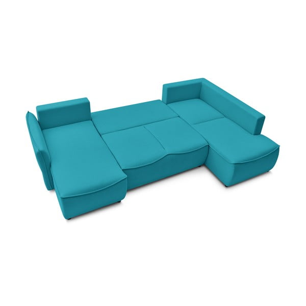 Tyrkysová rozkládací rohová pohovka (pravý roh) Leon – Bobochic Paris-image-3