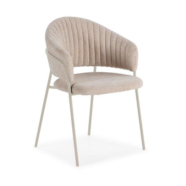 Béžová čalouněná jídelní křesla v sadě 2 ks s područkami Leticia – Marckeric