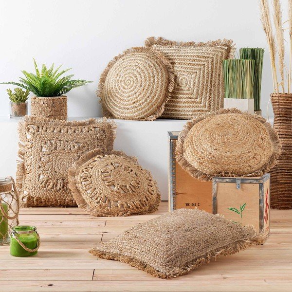 Jutový dekorační polštář ø 40 cm Tournicotti – douceur d'intérieur-image-1