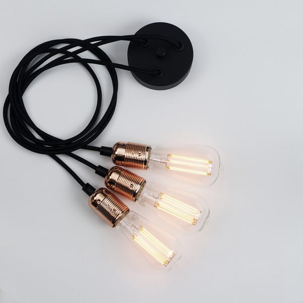 Černé tříramenné závěsné svítidlo s detaily v měděné barvě Sotto Luce Uno-image-4