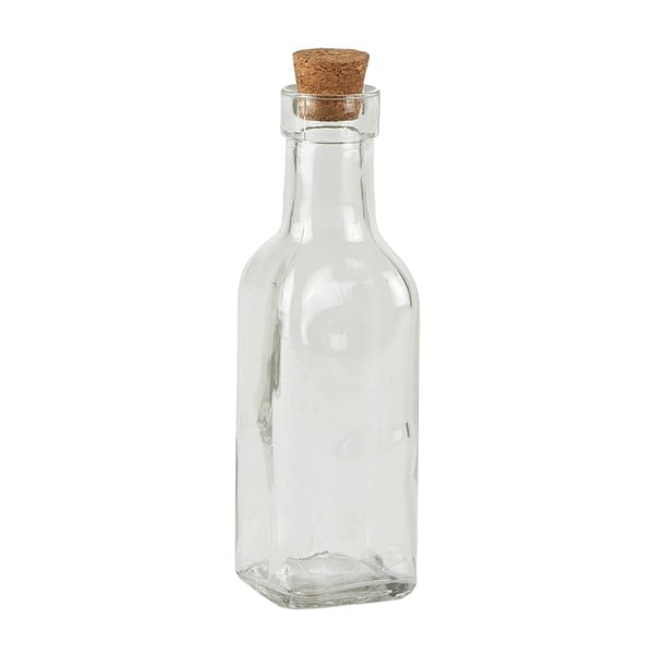 Skleněná lahvička s korkovým víkem KJ Collection, výška 15,5 cm