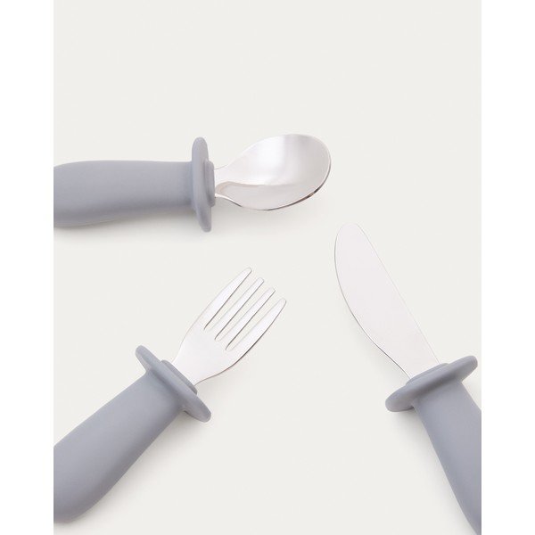 Modrý plastový/ze silikonu dětský příbor 3 ks Lili – Kave Home-image-3