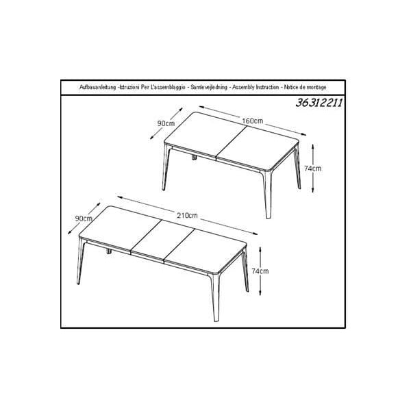 Rozkládací jídelní stůl ze dřeva bílého dubu Unique Furniture Amalfi, 160 x 90 cm-image-3