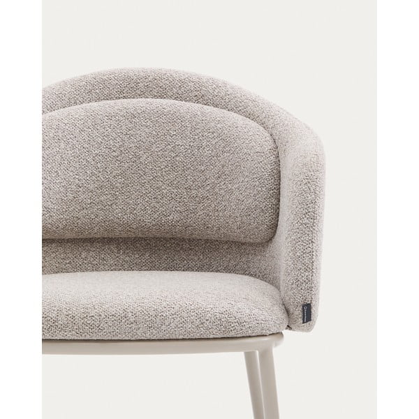 Šedobéžové čalouněné jídelní křeslo s područkami Minda – Kave Home-image-3