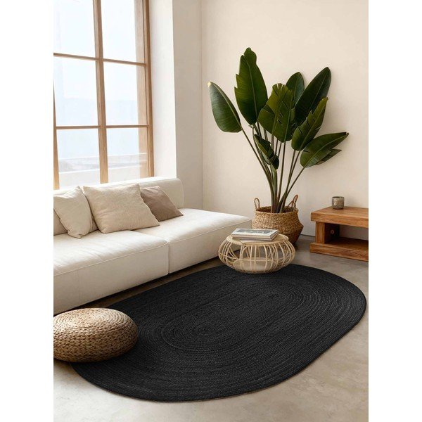 Černý oboustranný/ručně tkaný jutový koberec 160x230 cm Braided – Hanse Home-image-1