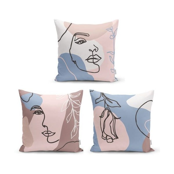 Sada 3 dekorativních povlaků na polštáře Minimalist Cushion Covers Minimalist Woman, 45 x 45 cm