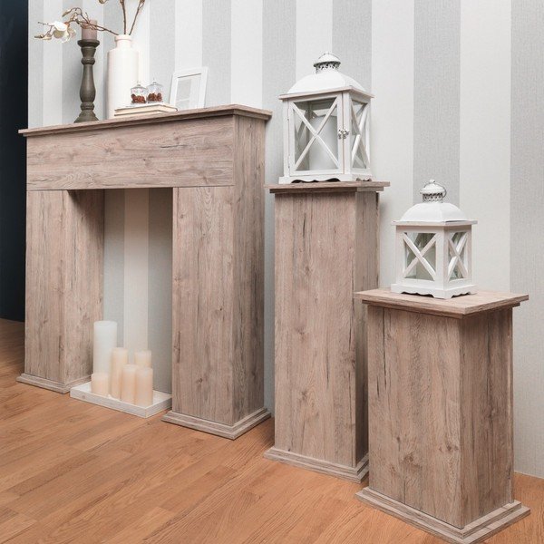 Dekorativní krbová římsa s úložným prostorem v dekoru světlého dubu 13Casa Fireplace-image-1